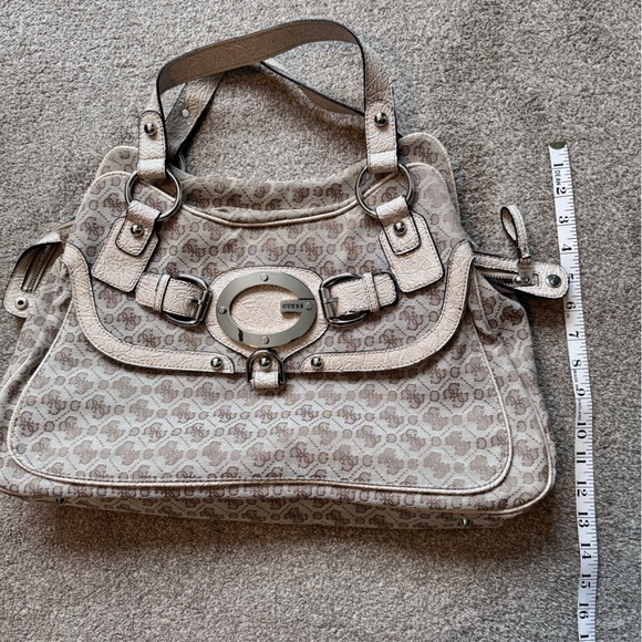 Vintage Y2K GUESS Logo Monogram Canvas Purse Tote Bag EUC All Over Print - Picture 10 of 11